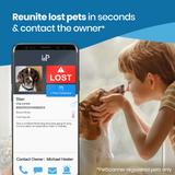 PetScanner app showing lost dog and owner contact details