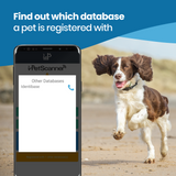 PetScanner app showing database contact details after scanning a dog